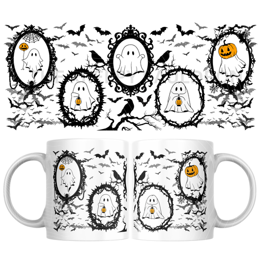 11oz / 325mls Mug | Ghosts in Ornate Gothic Frames | Haunted Hallows Kollection by Kreepy Kristy