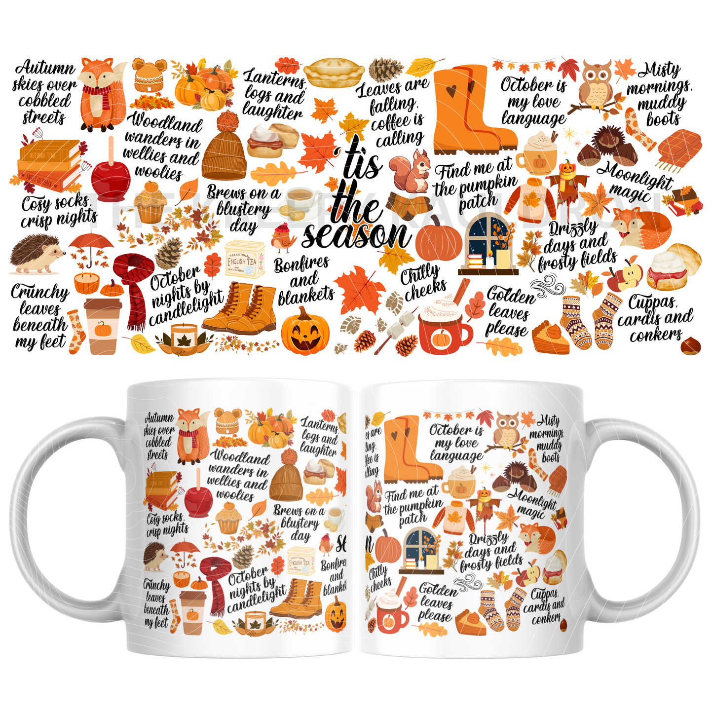 11oz / 325ml Ceramic Mug – 'tis the Season - Autumn Vibes | Kosy Kollection by Kreepy Kristy