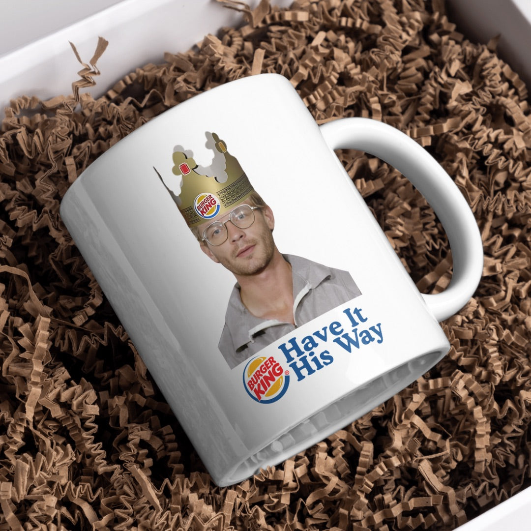 Jeffrey Dahmer - Burger King – Dark Humour True Crime Serial Killer Parody Mug Gift
