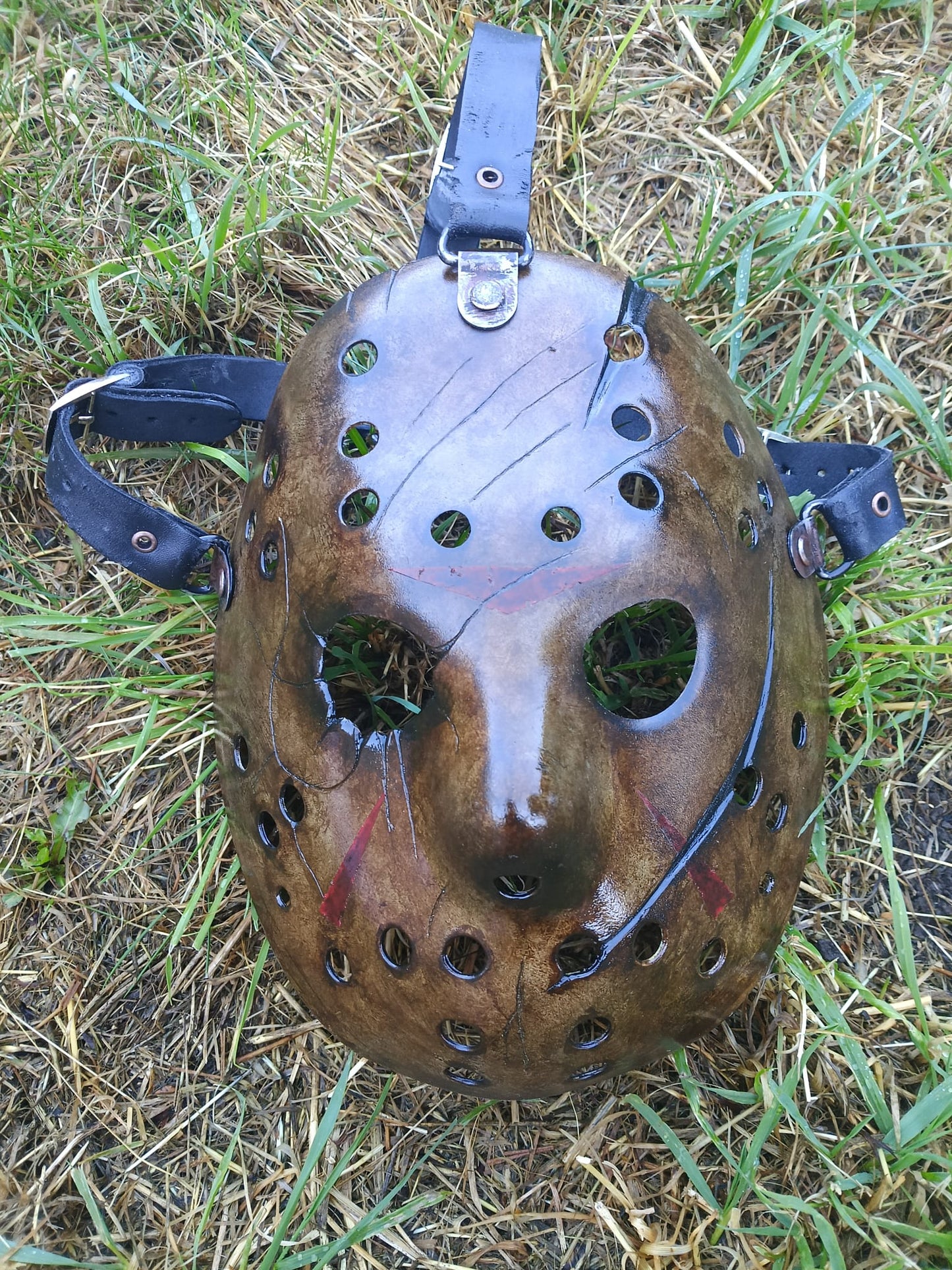 Jason Voorhees Friday the 13th | Freddy Vs Jason Battle Damaged Mask | Hand Painted by Cursed Shape Horror Customs