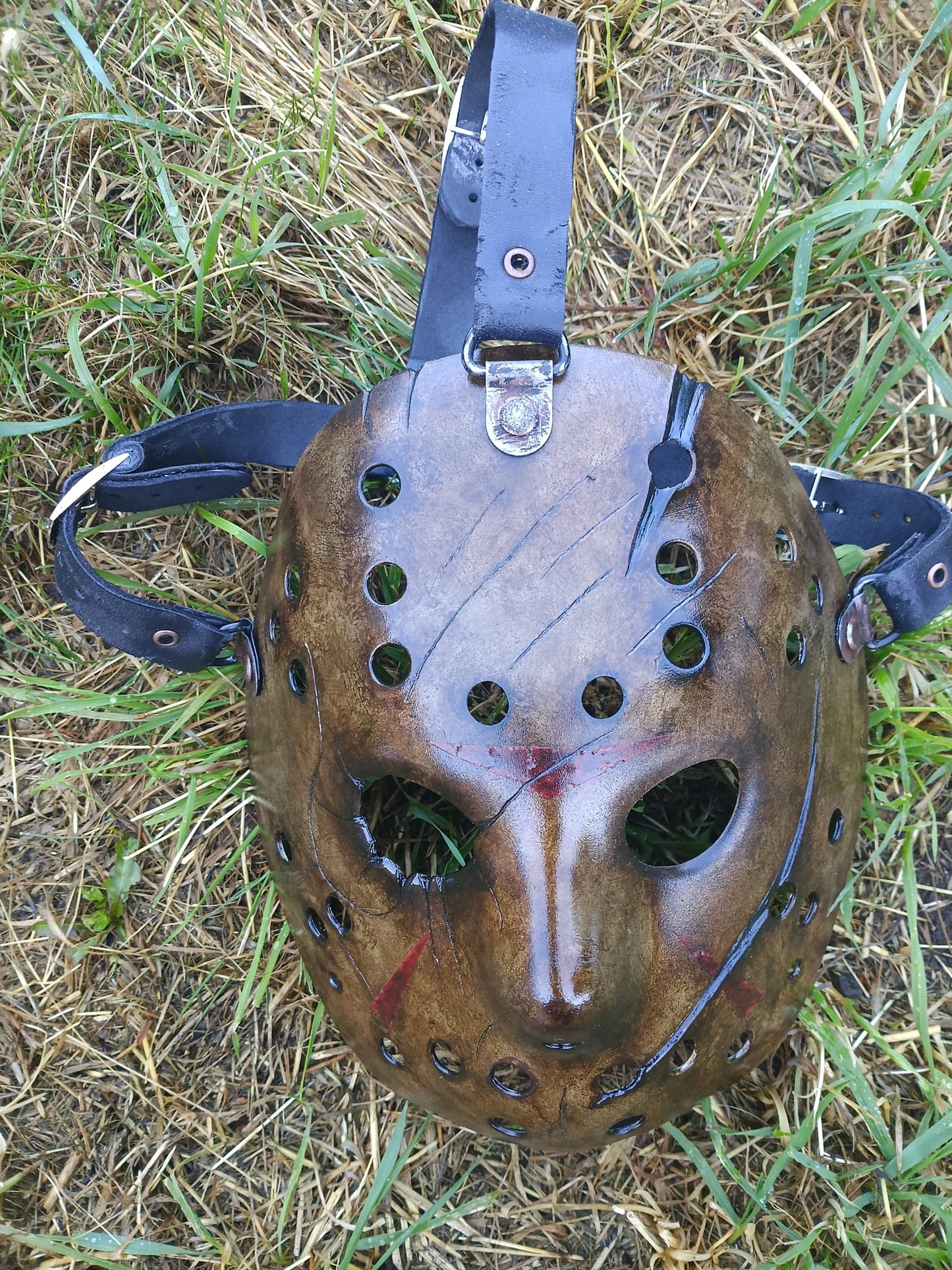 Jason Voorhees Friday the 13th | Freddy Vs Jason Battle Damaged Mask | Hand Painted by Cursed Shape Horror Customs