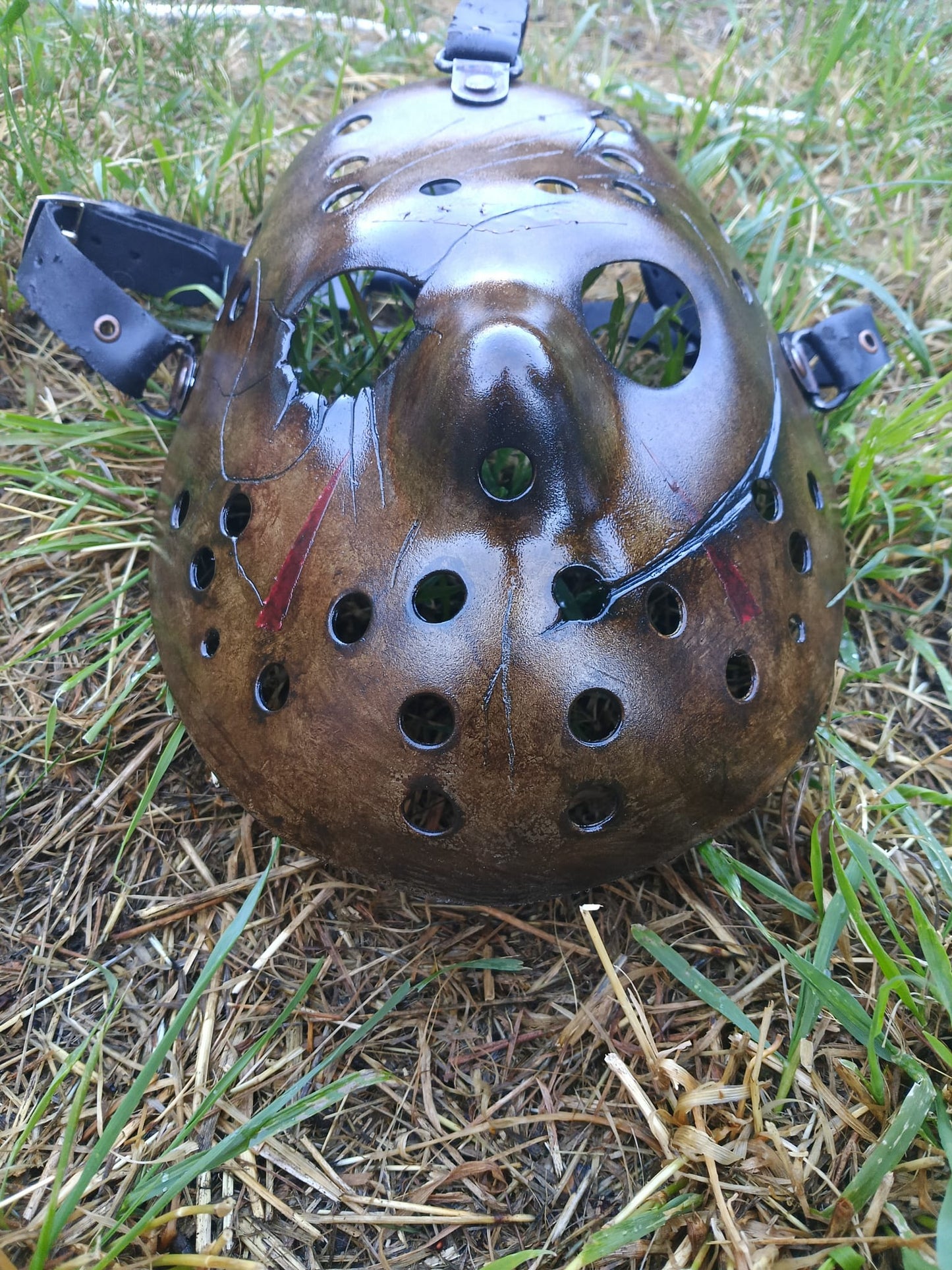 Jason Voorhees Friday the 13th | Freddy Vs Jason Battle Damaged Mask | Hand Painted by Cursed Shape Horror Customs