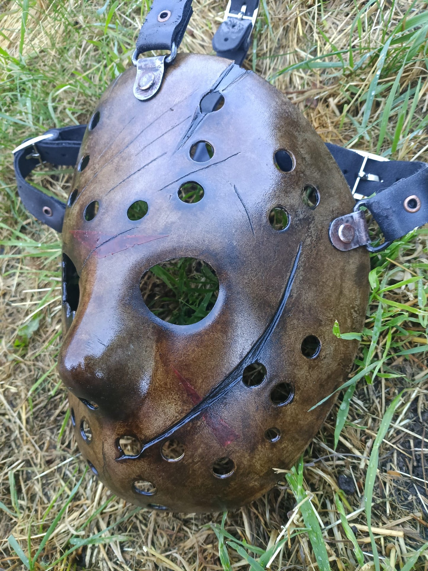 Jason Voorhees Friday the 13th | Freddy Vs Jason Battle Damaged Mask | Hand Painted by Cursed Shape Horror Customs
