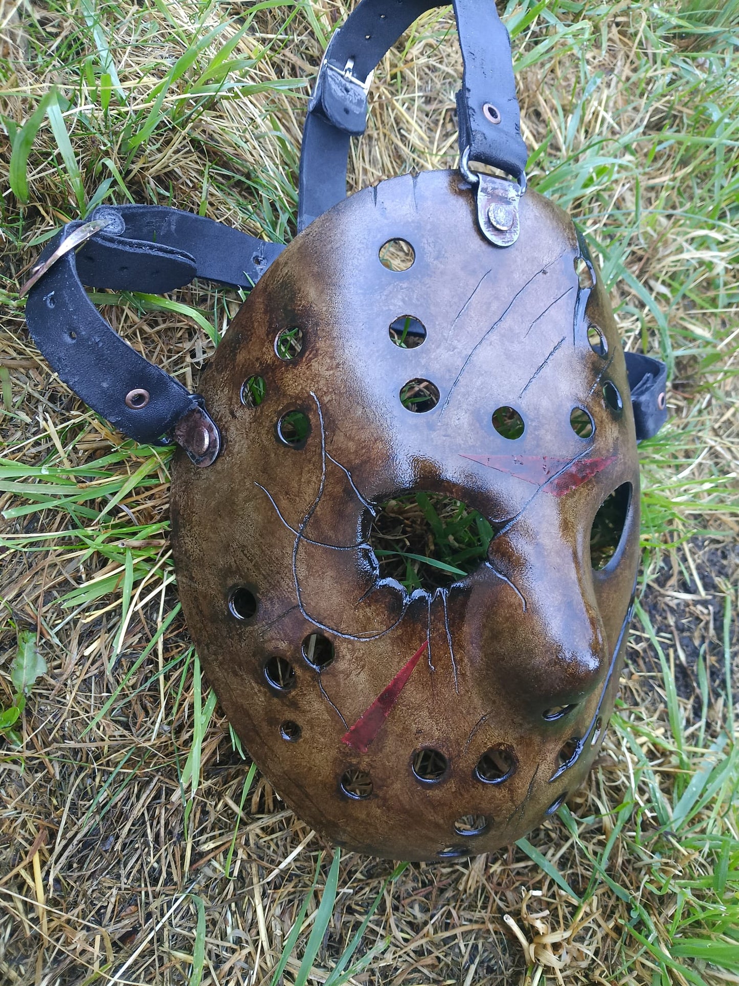 Jason Voorhees Friday the 13th | Freddy Vs Jason Battle Damaged Mask | Hand Painted by Cursed Shape Horror Customs