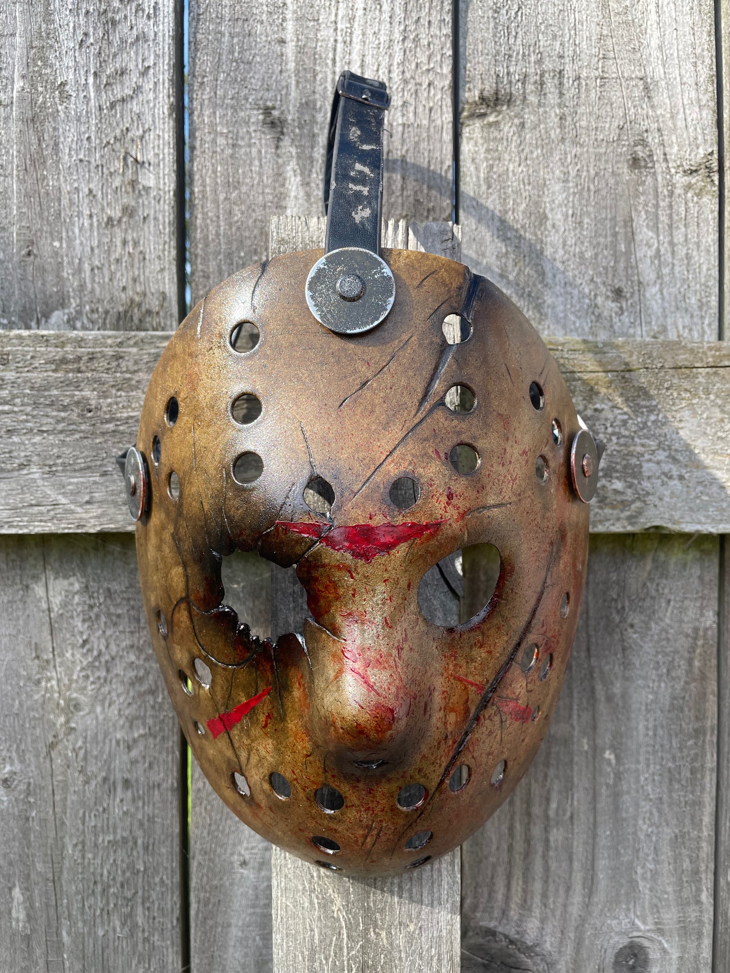Jason Voorhees Friday the 13th | Freddy Vs Jason Battle Damaged Mask | Hand Painted by Cursed Shape Horror Customs