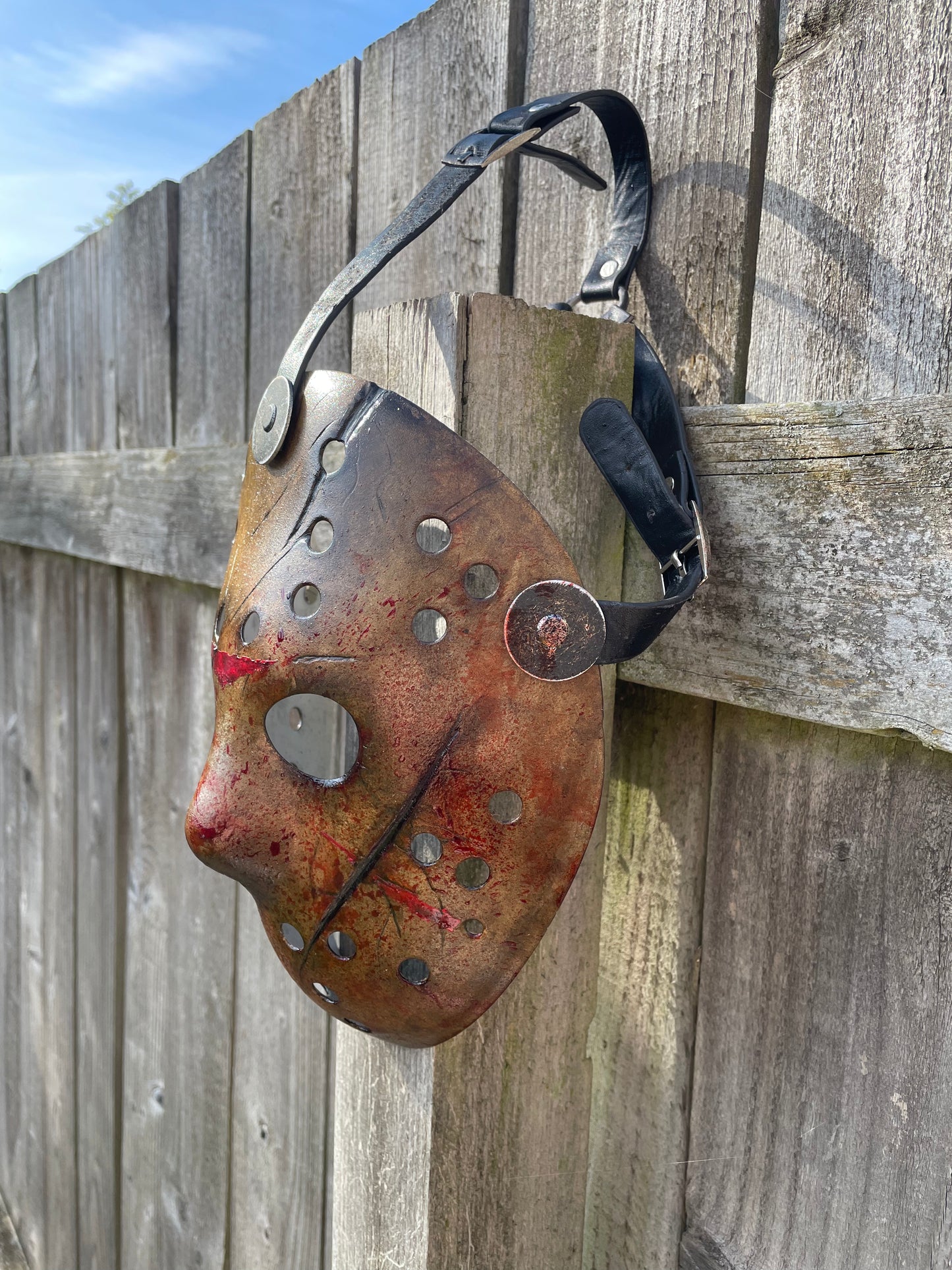 Jason Voorhees Friday the 13th | Freddy Vs Jason Battle Damaged Mask | Hand Painted by Cursed Shape Horror Customs