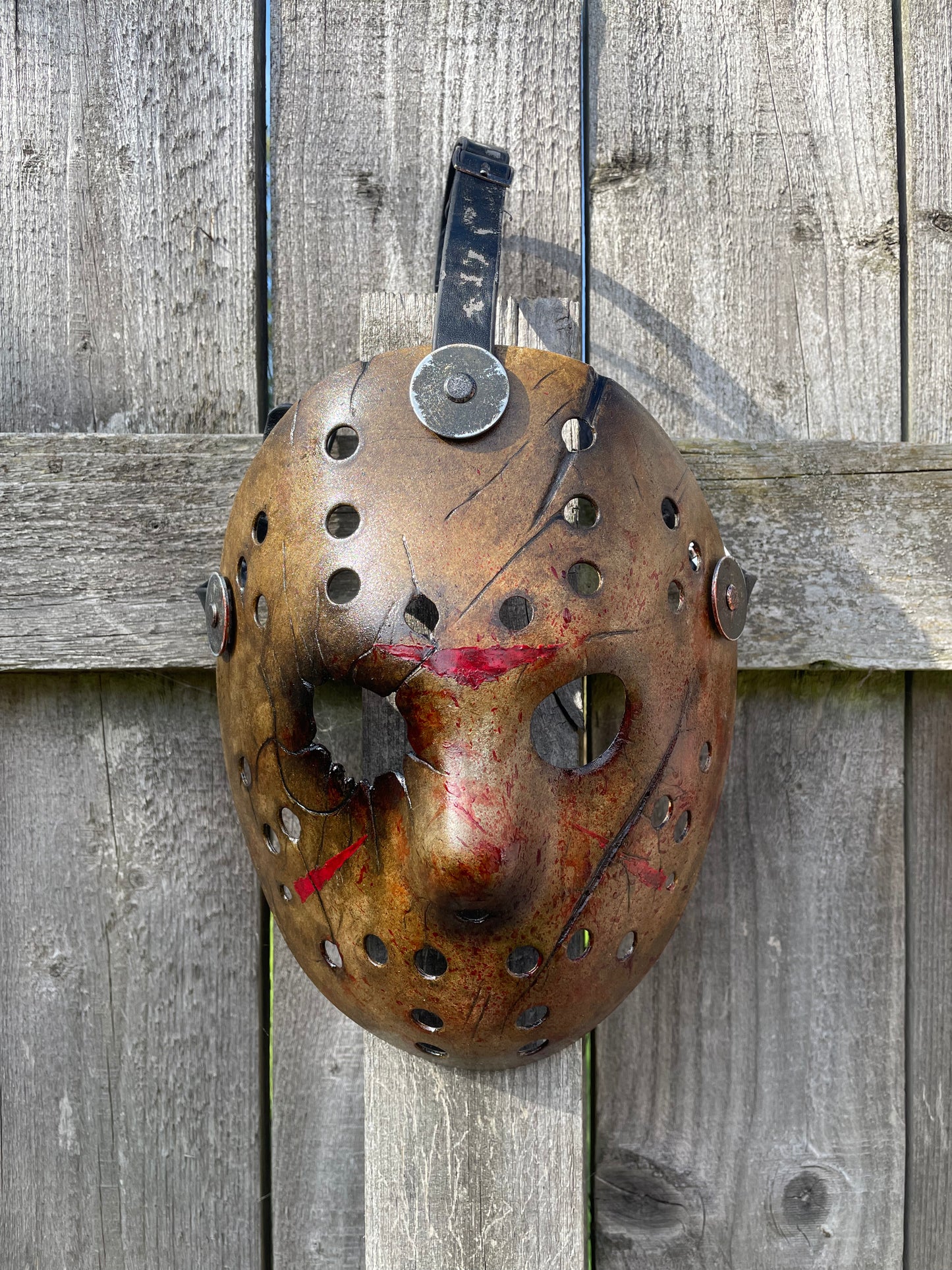 Jason Voorhees Friday the 13th | Freddy Vs Jason Battle Damaged Mask | Hand Painted by Cursed Shape Horror Customs